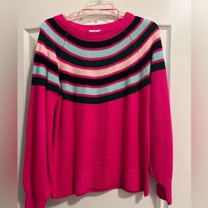 crown & ivy • pink and green sweater